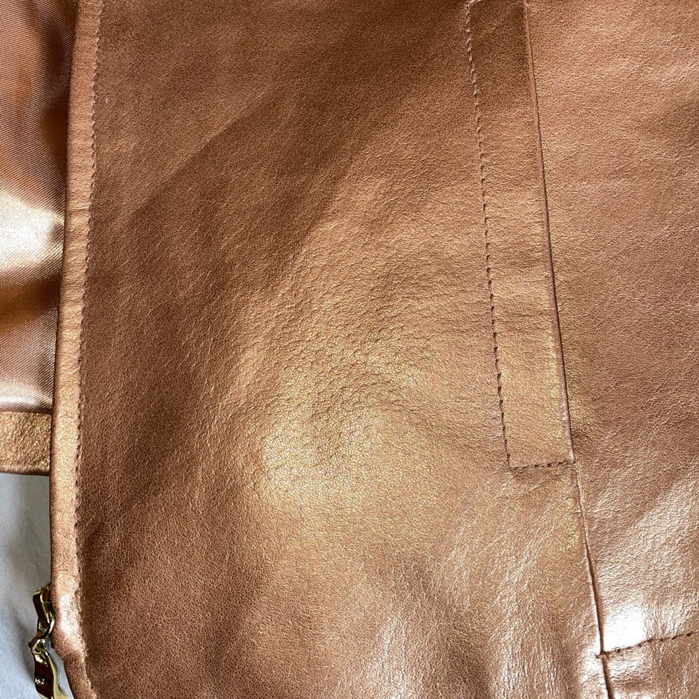 Aria Bronze Moto PU Leather Jacket Medium - Picture 8 of 12